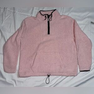 Victoria's Secret Boyfriend Quarter Zip Sherpa Jacket Pink Sweater Top